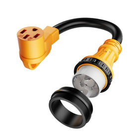 MECMO SS2-50P front plug showing twist-lock for secure marina connection