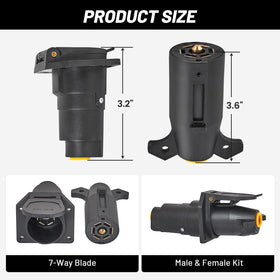 MECMO trailer-side male plug with grip hooks for easy connect and disconnect