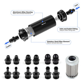 Medoon assorted barb fittings laid out showing compatibility with multiple hose sizes