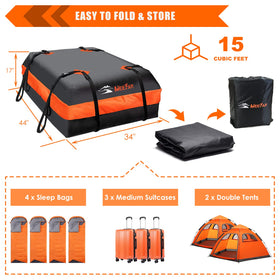 MeeFar rooftop bag accessories laid out showing anti-slip mat hooks and lock added security