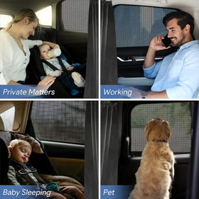 MEEWOO curtain size comparison in vehicle for fit guidance