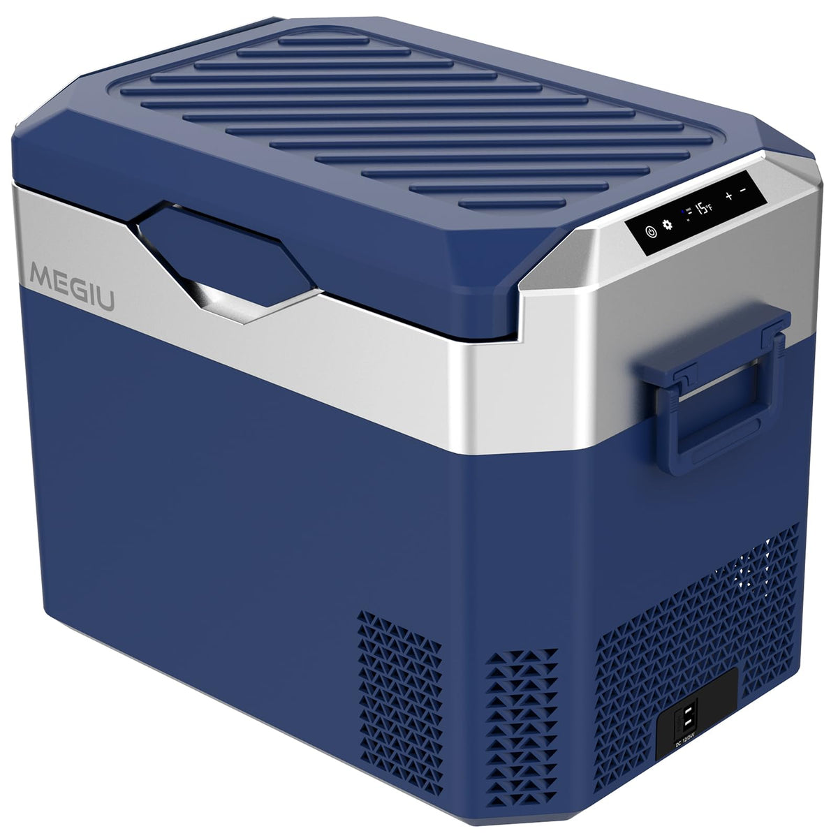 Megiu front view of fridge showcasing compact design and portability benefit