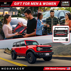 Mega Racer brand label stamped on frame indicating premium manufacturing quality