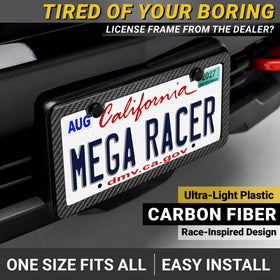 Mega Racer close-up of carbon fiber pattern texture and durable glossy finish