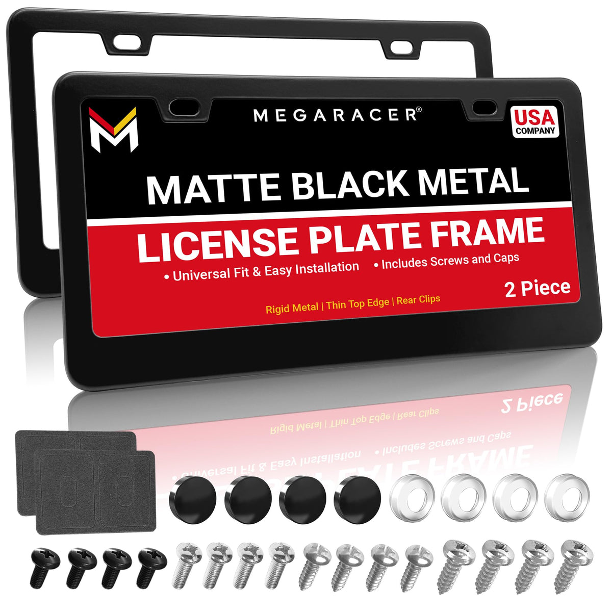Mega Racer front view frame showing clean matte finish and slim profile benefit