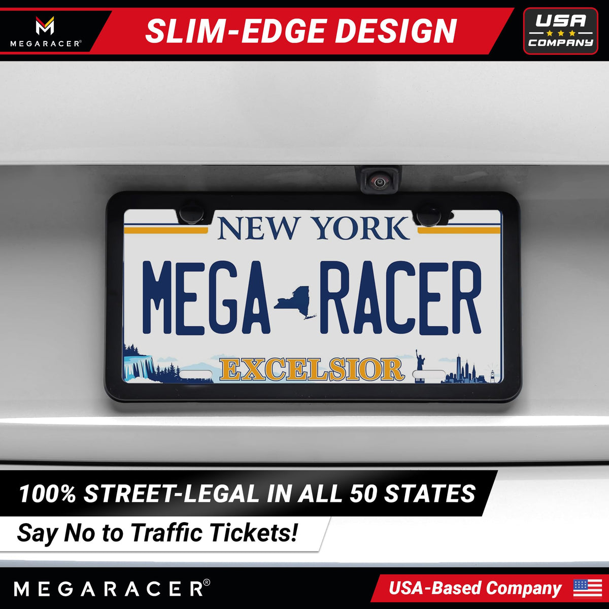 Mega Racer mounted on vehicle rear protecting bumper paint and remaining flush
