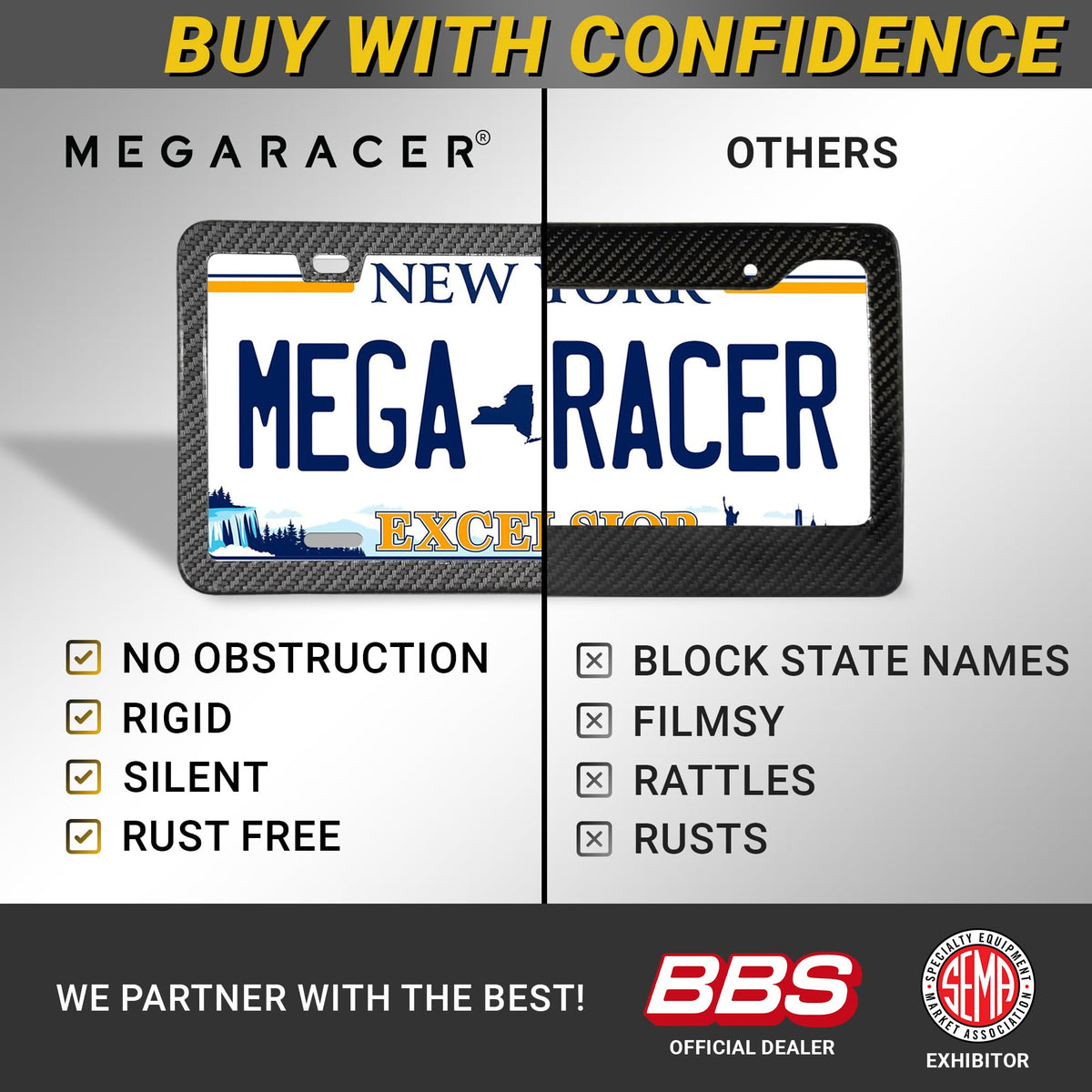 Mega Racer frame beside ruler showing accurate 12.3 x 6.4 inch sizing