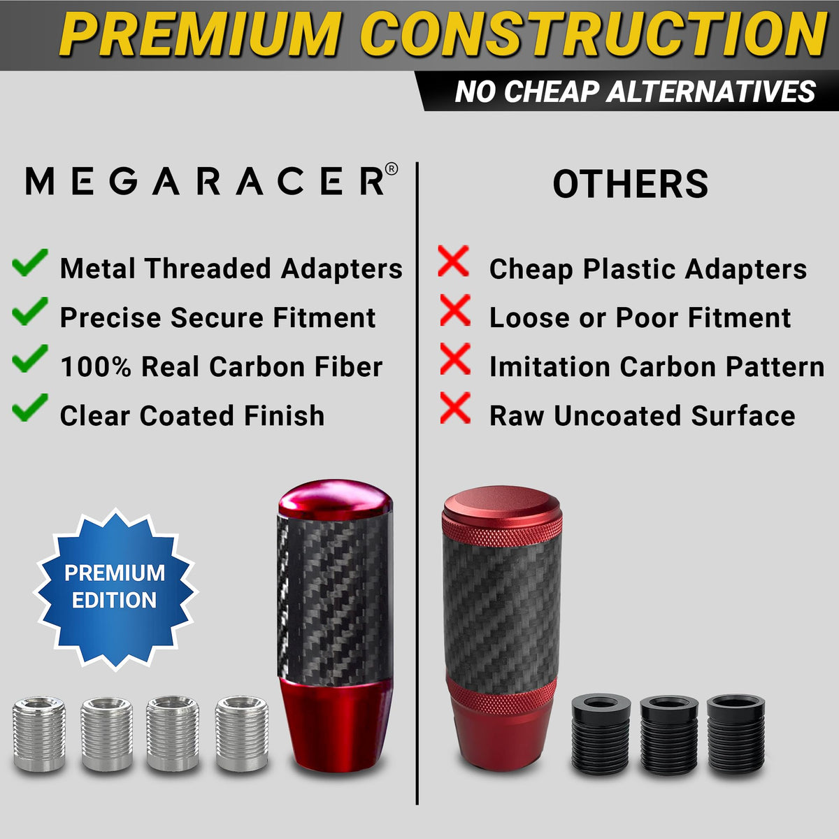 Mega Racer next to ruler showing 3.5 inch height and 1.25 inch top diameter fitment