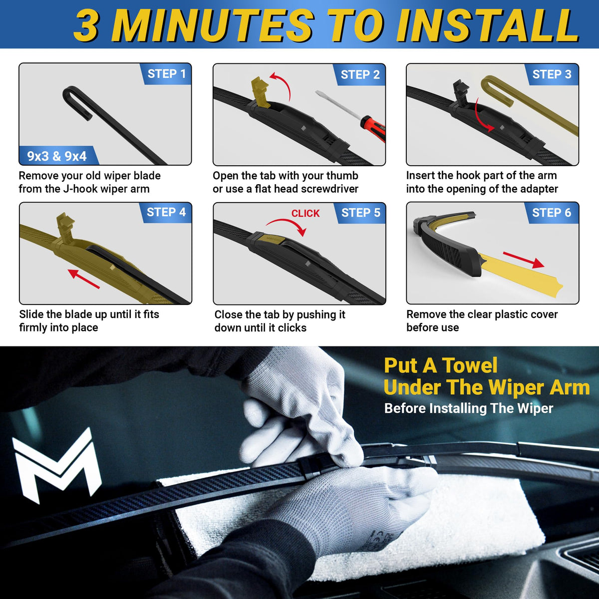 Mega Racer wiper beside ruler showing accurate 22-inch scale
