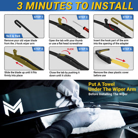 Mega Racer wiper beside ruler showing accurate 22-inch scale