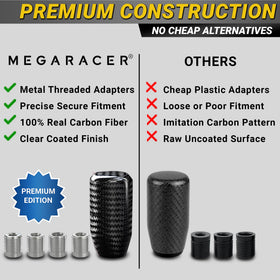 Mega Racer heavy-duty metal threaded adapters displayed for secure fit and durability benefit