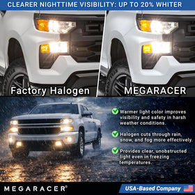 Mega Racer two matched H11 bulbs side-by-side for balanced output