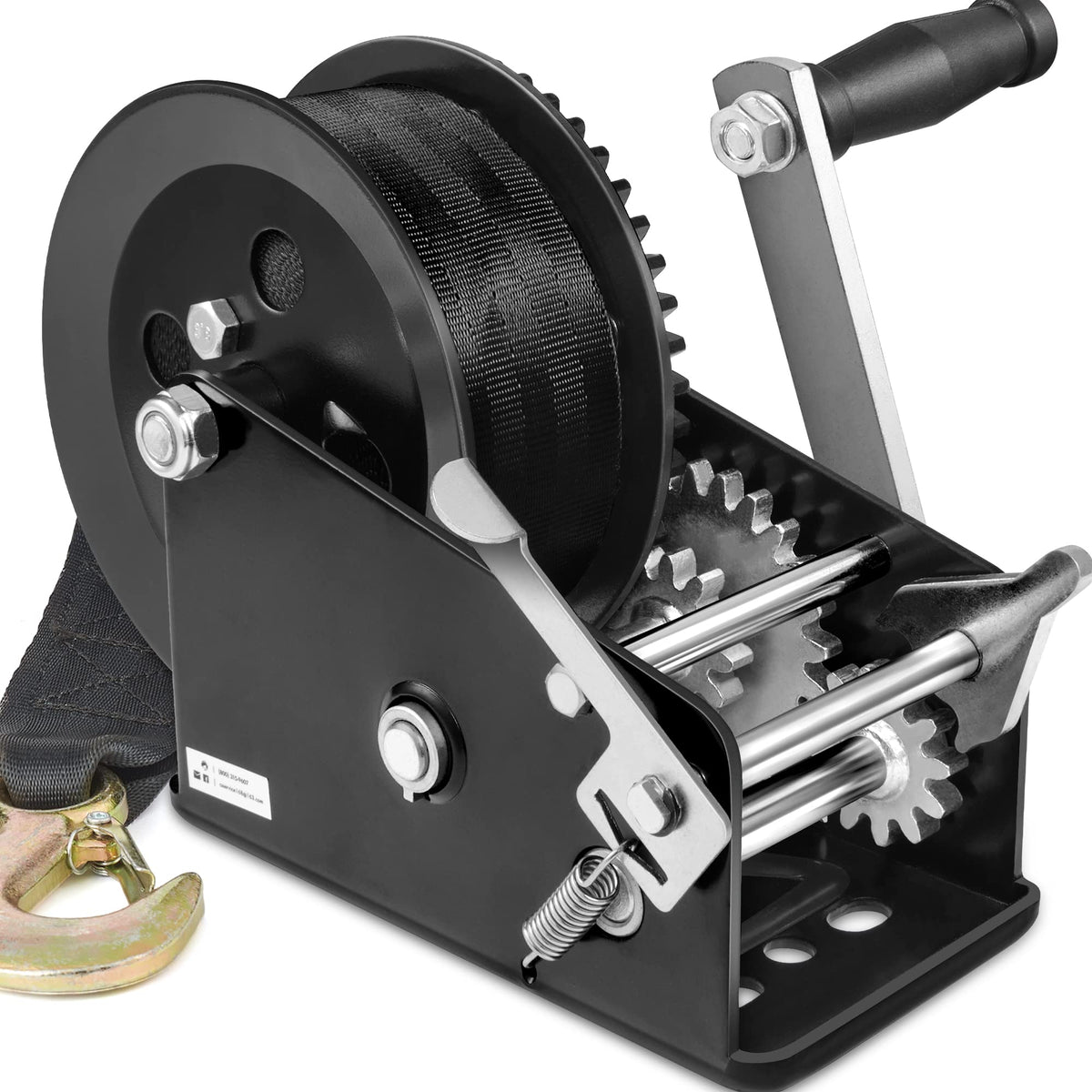 Megaflint front packaging of winch showing model and main specs for confident purchase