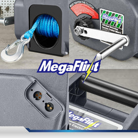 Megaflint winch on trailer during boat launch illustrating smooth retrieval