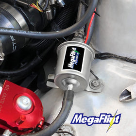 Megaflint wiring and mounting points close-up showing two-wire hookup and fast install