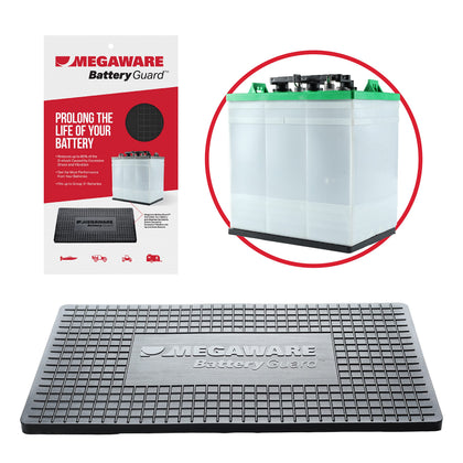 MEGAWARE KEELGUARD front packaging showing protector and benefit of secure batteries