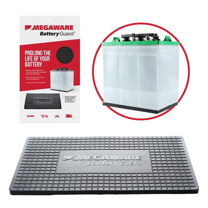 MEGAWARE KEELGUARD front packaging showing protector and benefit of secure batteries