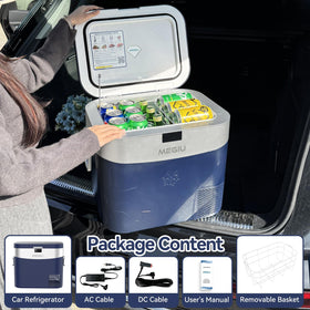Megiu installed in car trunk demonstrating secure fit and convenience on road trips