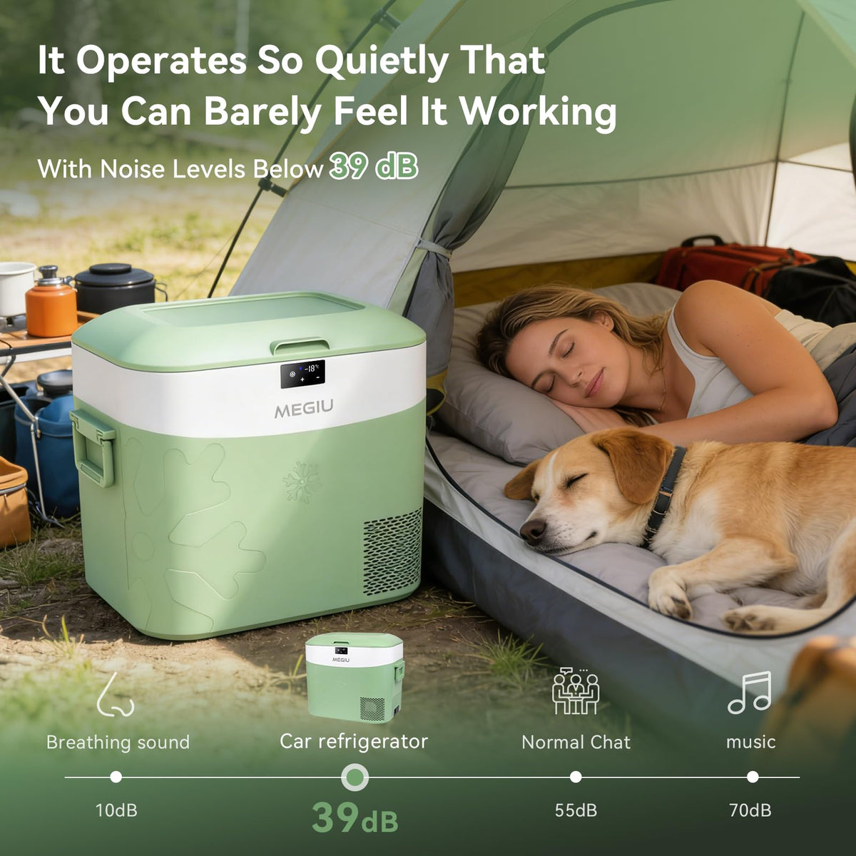 Megiu interior with removable basket holding food demonstrating organized storage benefit