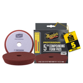Meguiar's front packaging of 5 inch compounding pads showing kit benefits