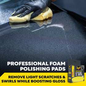 Meguiar's foam pad texture close-up illustrating even polish distribution