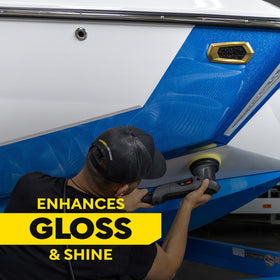 Meguiar's foam applicator pad in hand showing comfortable grip and precise product application