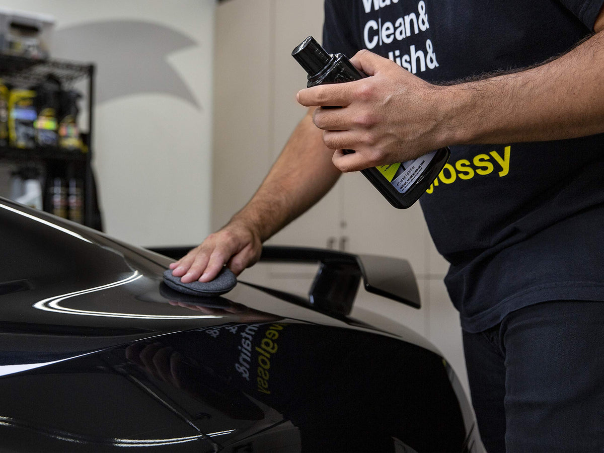 Meguiar's applied with a foam pad on a hood showing easy application method