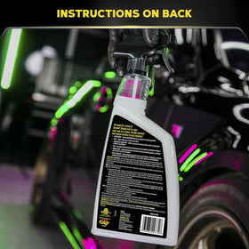 Meguiar's before and after panel showing improved gloss and cleanliness