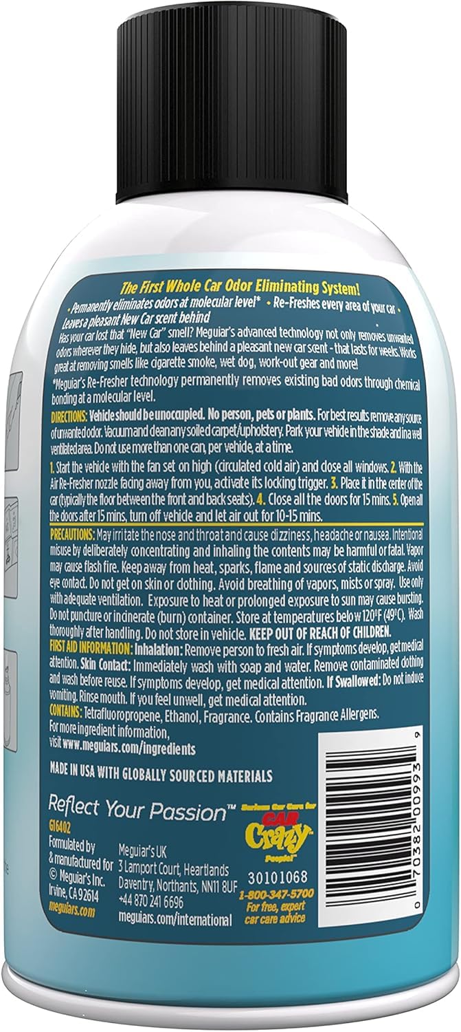 Meguiar's before and after comparison showing reduced odors