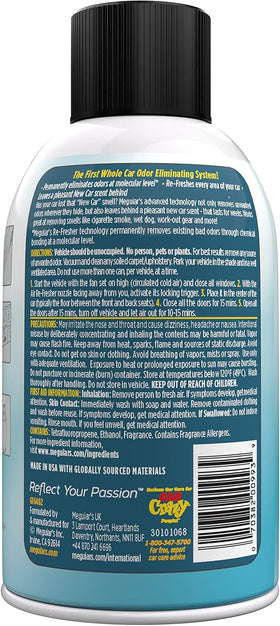 Meguiar's before and after comparison showing reduced odors