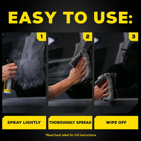 Meguiar's before-and-after paint panel demonstrating improved gloss