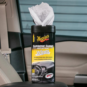 Meguiar's open canister with wipe pull demonstrating ready-to-use convenience