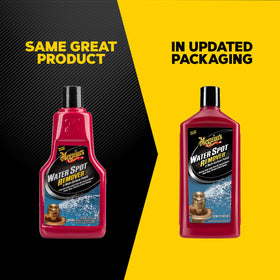 Meguiar's pouring product close-up demonstrating controlled application
