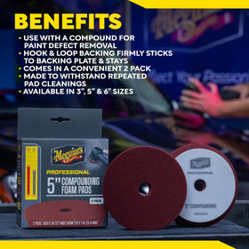 Meguiar's label closeup showing compatibility with rotary and DA polishers