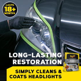 Meguiar's contents laid out displaying discs, pad, wipes for easy use