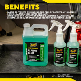 Meguiar's D101 in a garage setup with towels and brushes, supports organized detailing