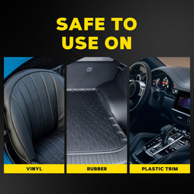 Meguiar's before and after dash photos highlighting restored deep shine benefit