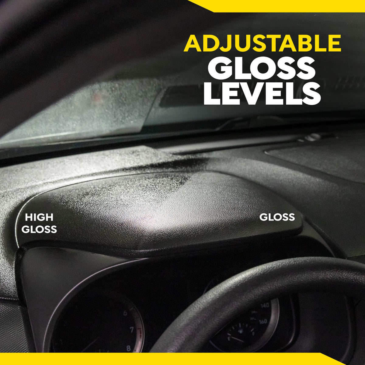 Meguiar's used on dashboard vinyl showing uniform satin-to-high gloss finish