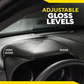 Meguiar's used on dashboard vinyl showing uniform satin-to-high gloss finish
