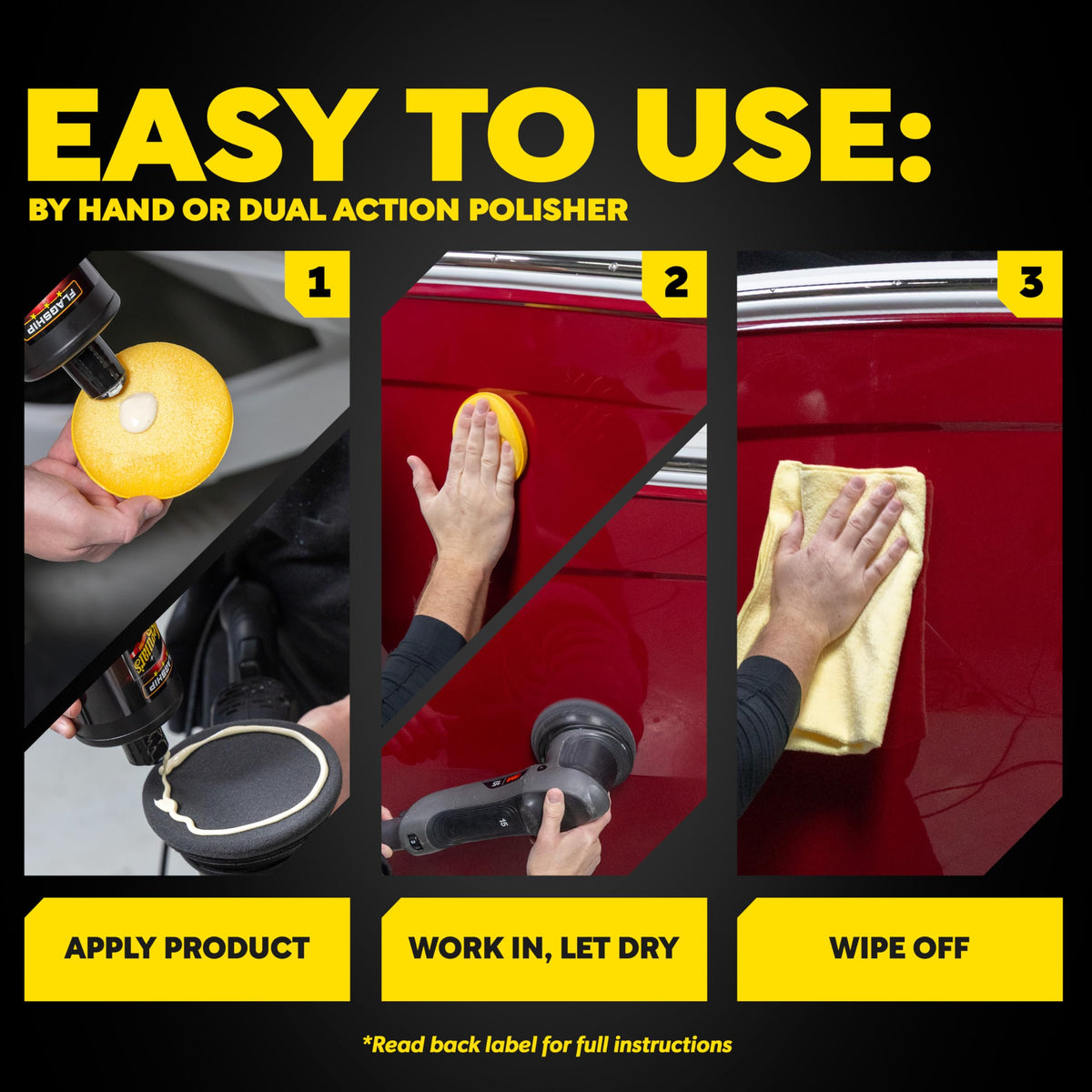 Meguiar's before and after gelcoat panel showing restored shine