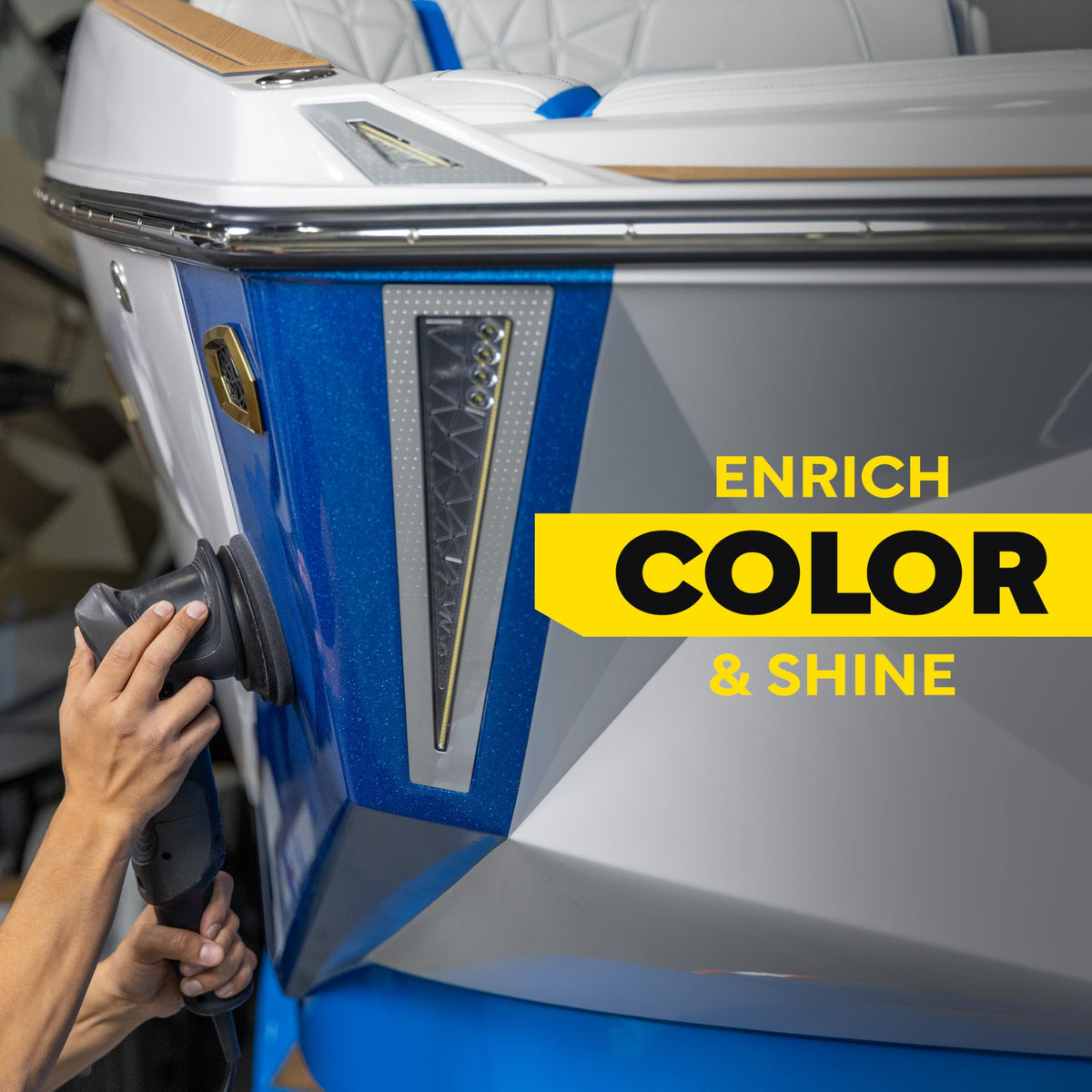 Meguiar's used with dual-action polisher for faster professional gloss