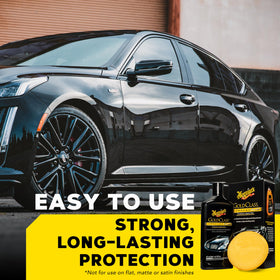 Meguiar's foam applicator detail showing soft pad for even, streak-free application