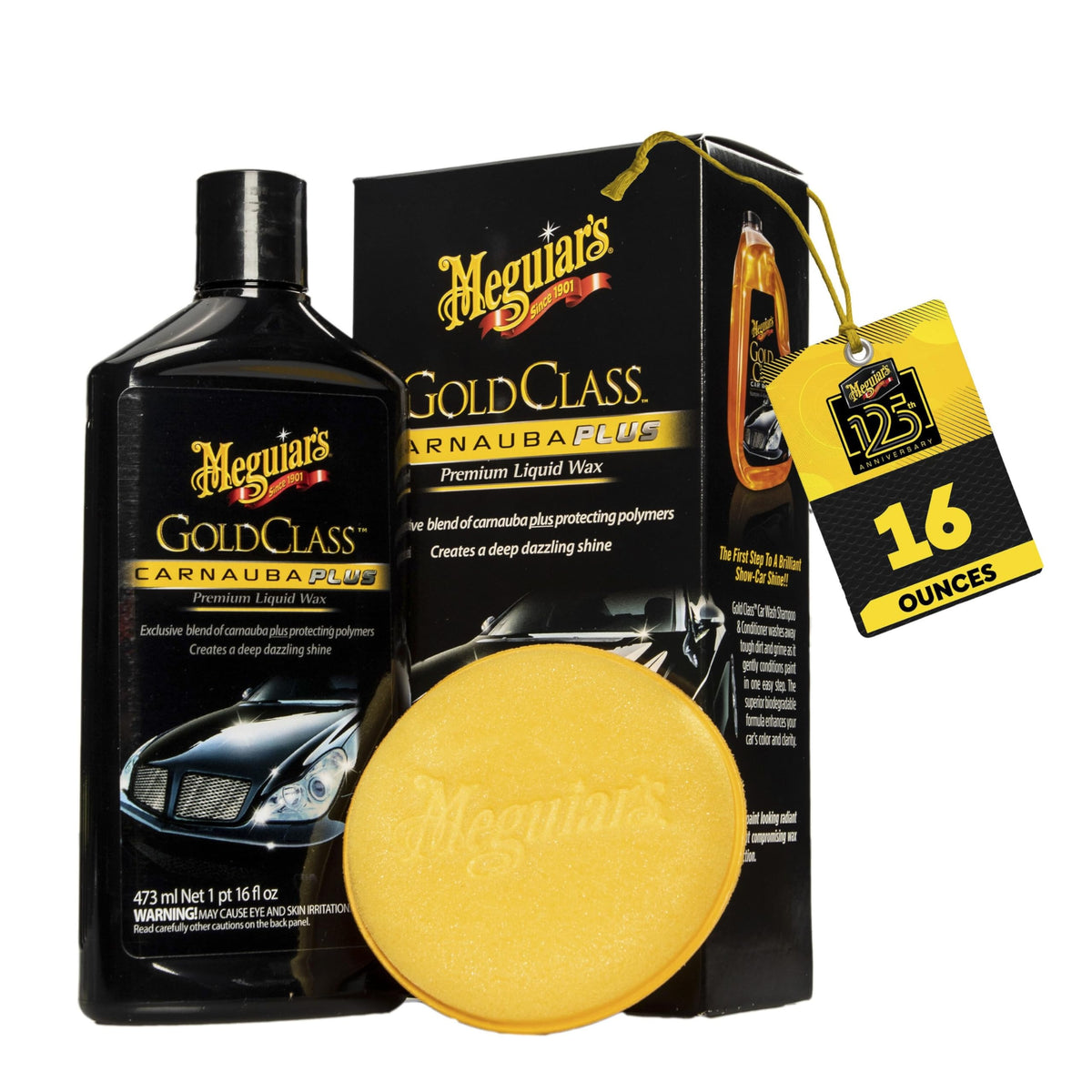 Meguiar's bottle and foam applicator showing kit convenience and professional results