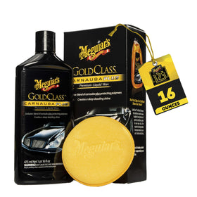 Meguiar's bottle and foam applicator showing kit convenience and professional results