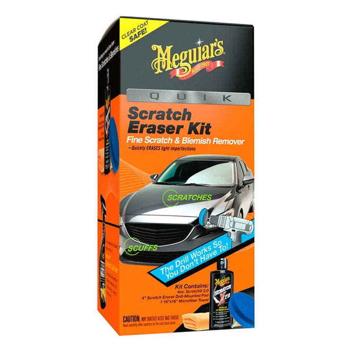 Meguiar's front packaging showing full scratch removal kit and included components