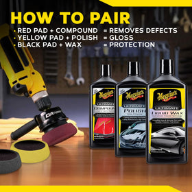Meguiar's G3500 with Meguiar's DA packs showing recommended product pairing