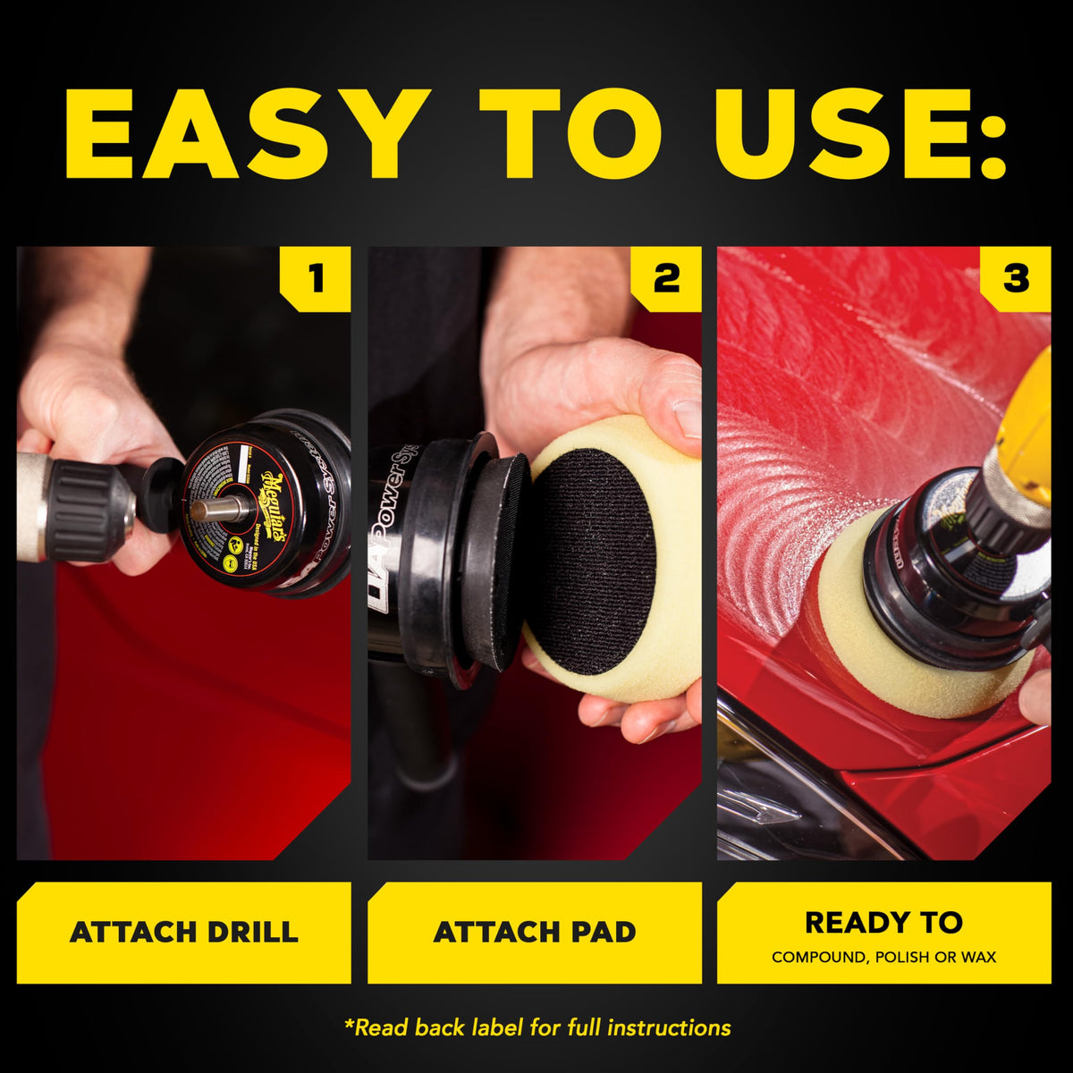 Meguiar's G3500 label and parts close detail for clear component identification