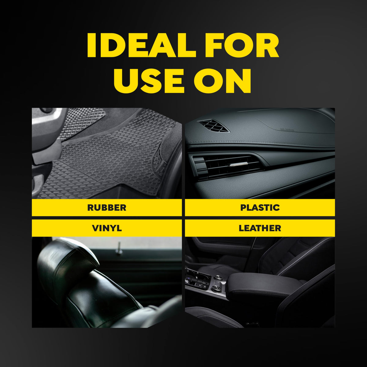 Meguiar's being applied to a car dashboard to restore and protect without gloss