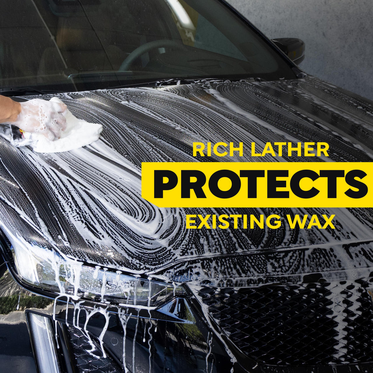 Meguiar's painted panel before and after wash revealing improved gloss and clarity