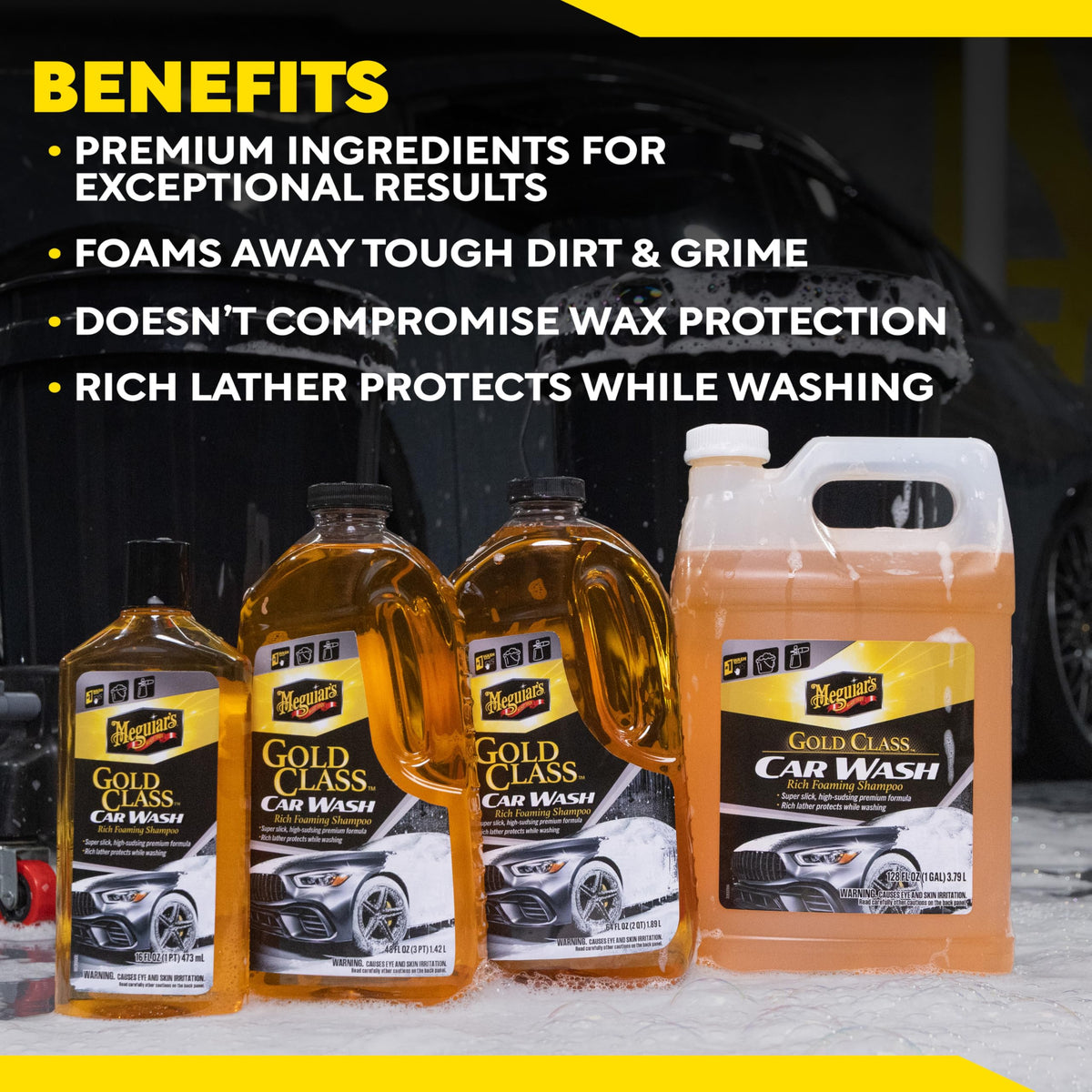 Meguiar's ingredient and compliance label highlighting biodegradable formula